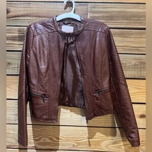 Brown leather jacket